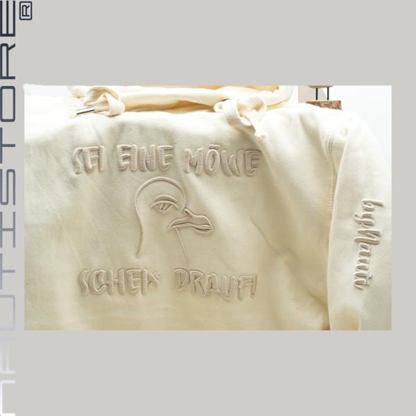 Cross Neck Hoodie - "Sei eine Möwe... II" (Gr. XS-2XL) (10 Farben)